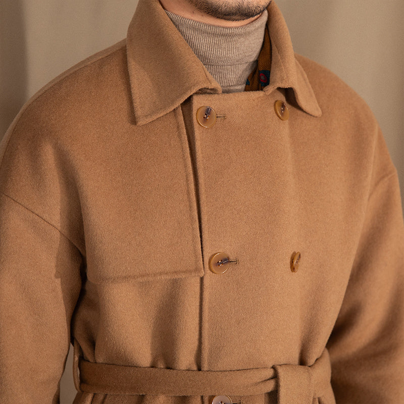 Warm Mens Mid-Length Coat - Drop Shoulder, Wool, Winter 3D Changing Face Moving Picture Frame - Tophatter Daily Deals