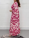 Smocked Printed Flounce Sleeve Maxi Dress Casual Dresses - Tophatter Daily Deals