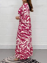 Smocked Printed Flounce Sleeve Maxi Dress Casual Dresses - Tophatter Daily Deals