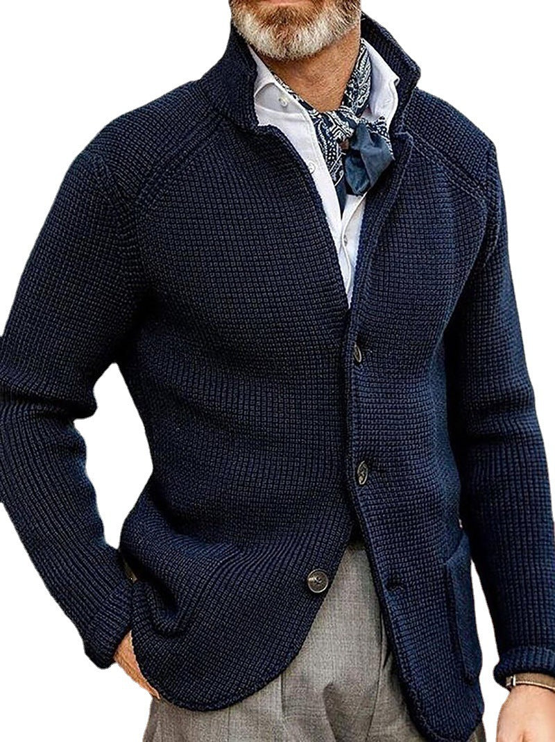 Warm Men's Cardigan - Stand Up Collar, Knitted, Commute 3D Changing Face Moving Picture Frame - Tophatter Daily Deals