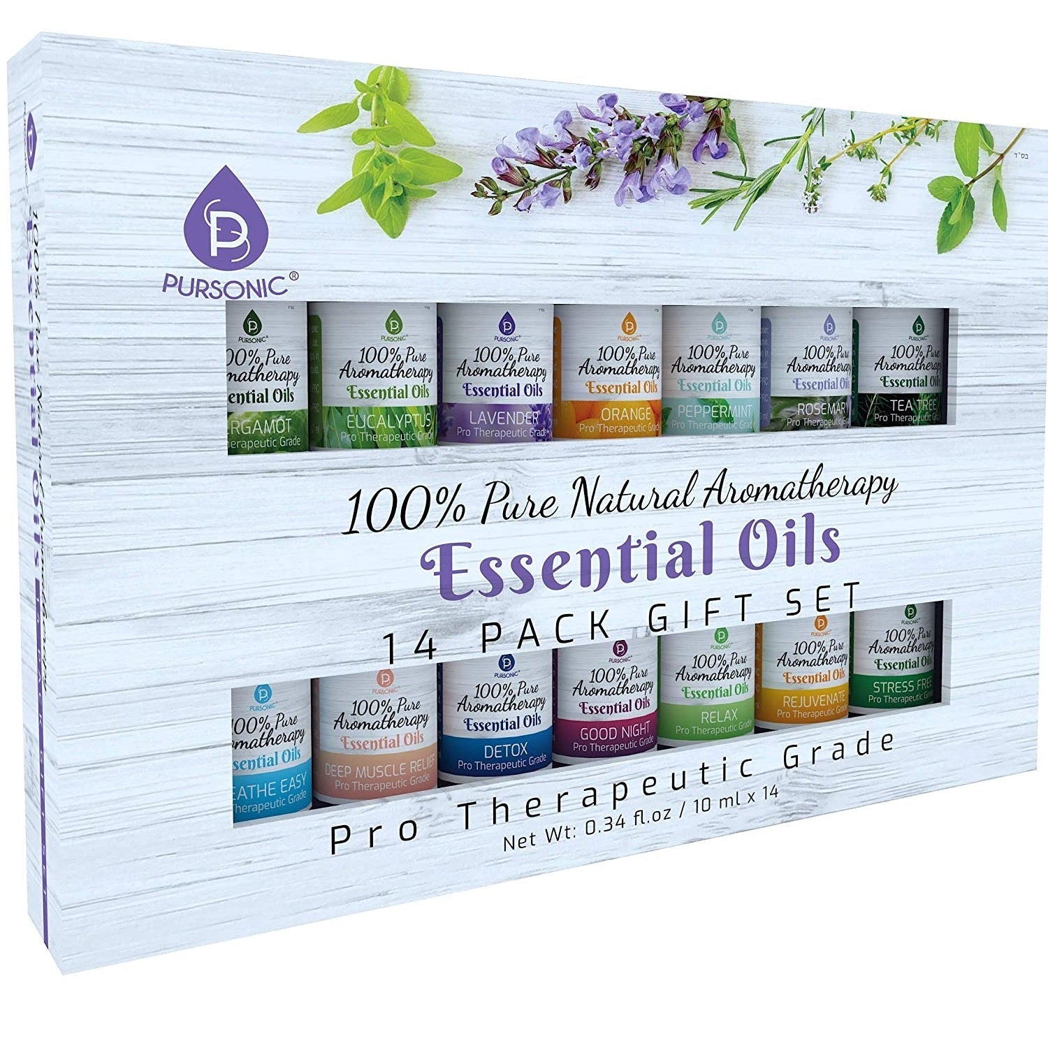 Pursonic 14 Pack of 100% Pure Essential Aromatherapy Oils Essential Oils - Tophatter Daily Deals