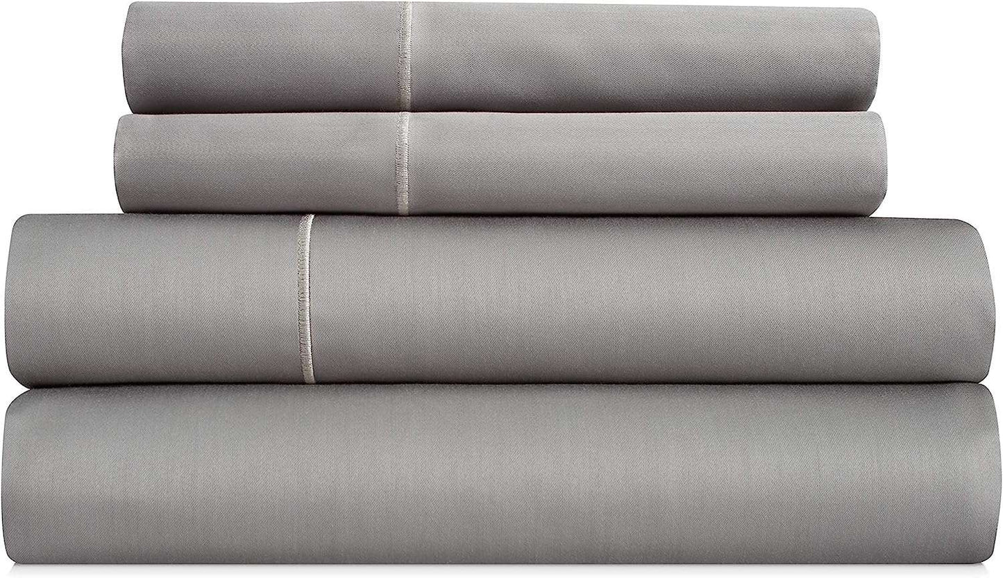 Bibb Home 1000TC Cotton Rich 4-Piece Sheet Set Silver Bedding - Tophatter Daily Deals