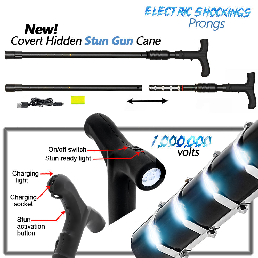 Zap Cane: Hidden Style Stun Gun & LED Flashlight, Rechargeable Stun Gun Canes - Tophatter Daily Deals