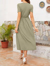 Round Neck Short Sleeve Midi Dress Casual Dresses - Tophatter Daily Deals