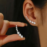 925 Silver Climber Earrings with Hypoallergenic Synthetic Cubic Zirconia Earrings - Tophatter Daily Deals
