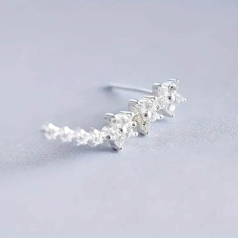 925 Silver Climber Earrings with Hypoallergenic Synthetic Cubic Zirconia Earrings - Tophatter Daily Deals