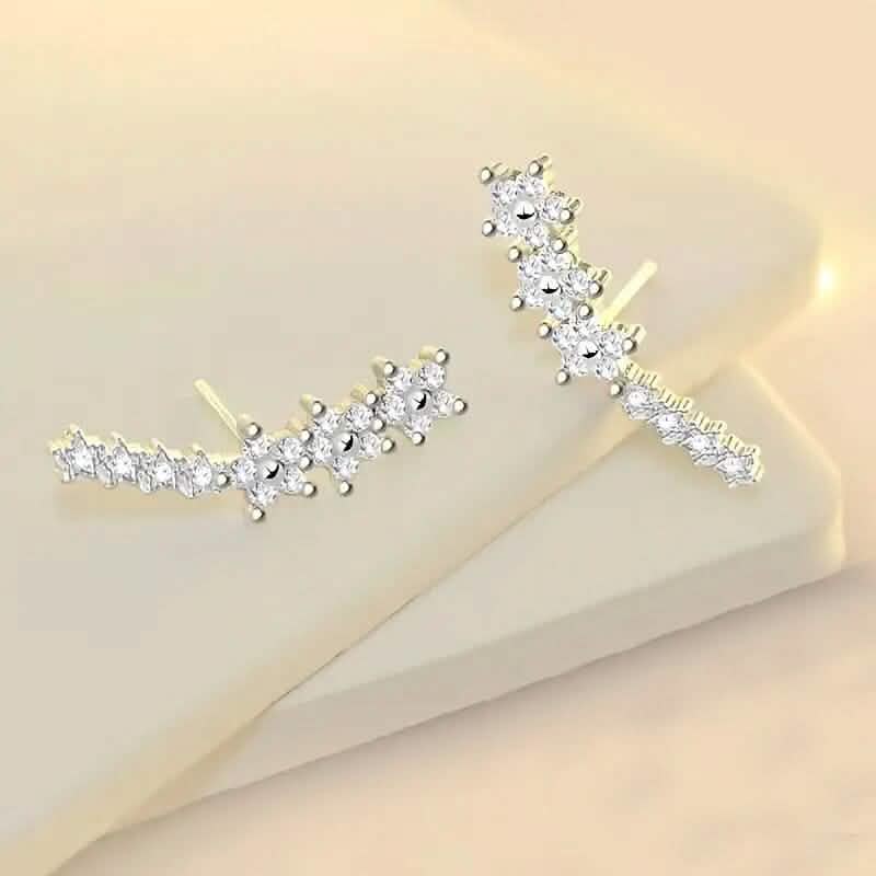 925 Silver Climber Earrings with Hypoallergenic Synthetic Cubic Zirconia Earrings - Tophatter Daily Deals