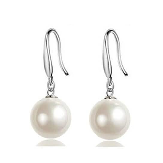 925 Silver Filled High Polish Finish Elegant Statement Pearl Earrings Earrings - Tophatter Daily Deals