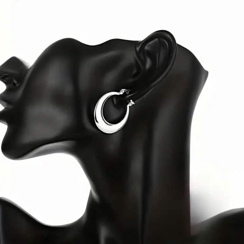 925 Silvery-Plated Hoop Earrings for Women Earrings - Tophatter Daily Deals