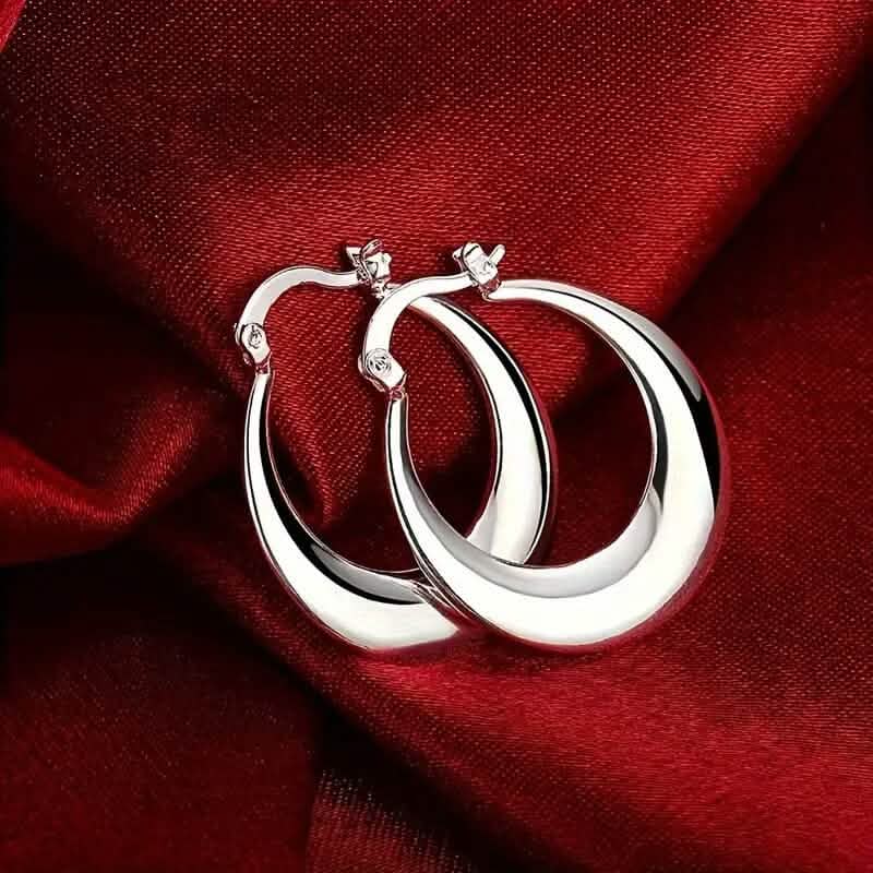 925 Silvery-Plated Hoop Earrings for Women Earrings - Tophatter Daily Deals