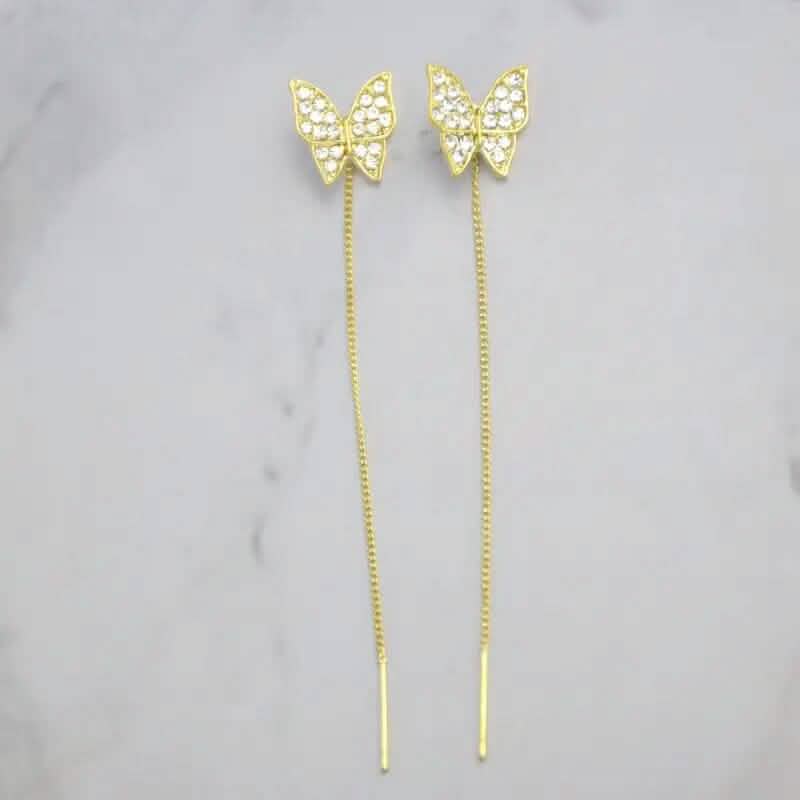 925 Silvery Post Yellow Alloy Butterfly Earrings Earrings - Tophatter Daily Deals