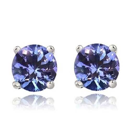 925 Sterling Silver 2.00 Cttw Sapphire Round Cut Studs Earrings - Tophatter Daily Deals