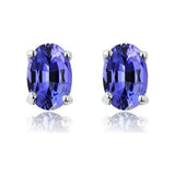 925 Sterling Silver 2.00ct Genuine Tanzanite Oval Stud Earrings Earrings - Tophatter Daily Deals