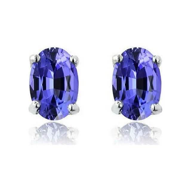 925 Sterling Silver 2.00ct Genuine Tanzanite Oval Stud Earrings Earrings - Tophatter Daily Deals