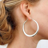 925 Sterling Silver Round Hoop Earrings – 40mm, 50mm or 60mm Earrings - Tophatter Daily Deals