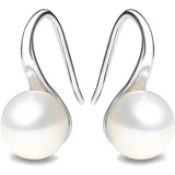 925 Sterling Silver 7.5-8mm White Freshwater Cultured Pearl Dangle Drop Earrings Silver Earrings - Tophatter Daily Deals