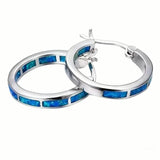 925 Sterling Silver Circular Hoop Earrings Blue Earrings - Tophatter Daily Deals