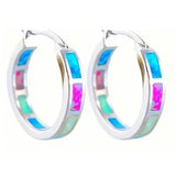 925 Sterling Silver Circular Hoop Earrings Multicolor Earrings - Tophatter Daily Deals
