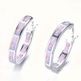 925 Sterling Silver Circular Hoop Earrings Pink Earrings - Tophatter Daily Deals