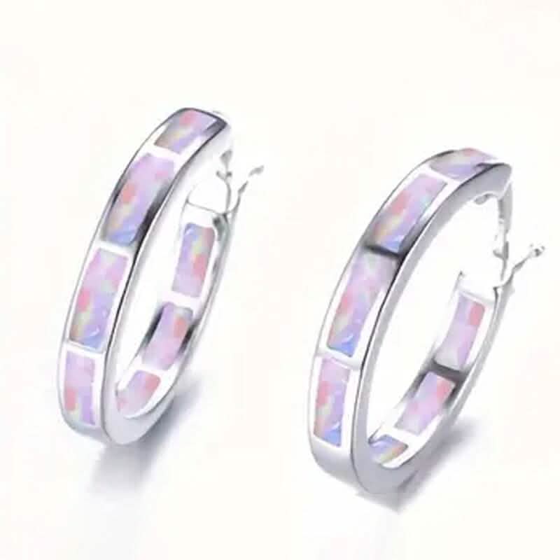 925 Sterling Silver Circular Hoop Earrings Pink Earrings - Tophatter Daily Deals