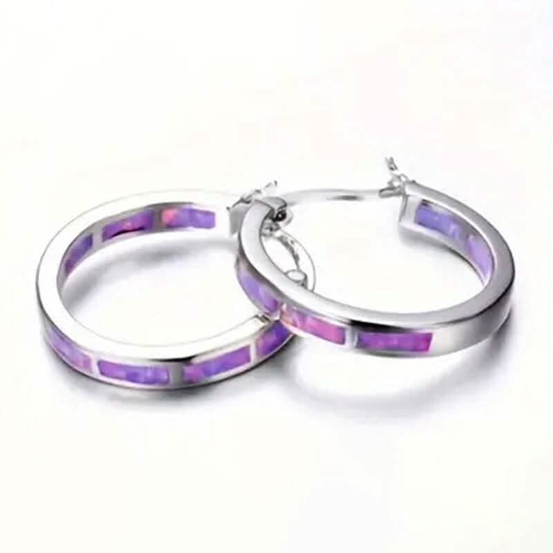 925 Sterling Silver Circular Hoop Earrings Purple Earrings - Tophatter Daily Deals