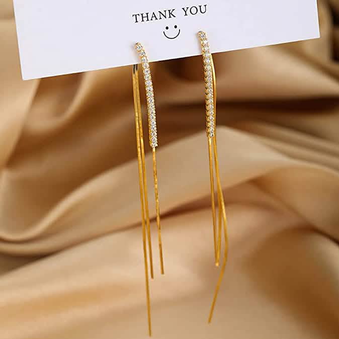 925 Sterling Silver Dangle Chain Tassel Earrings Earrings - Tophatter Daily Deals