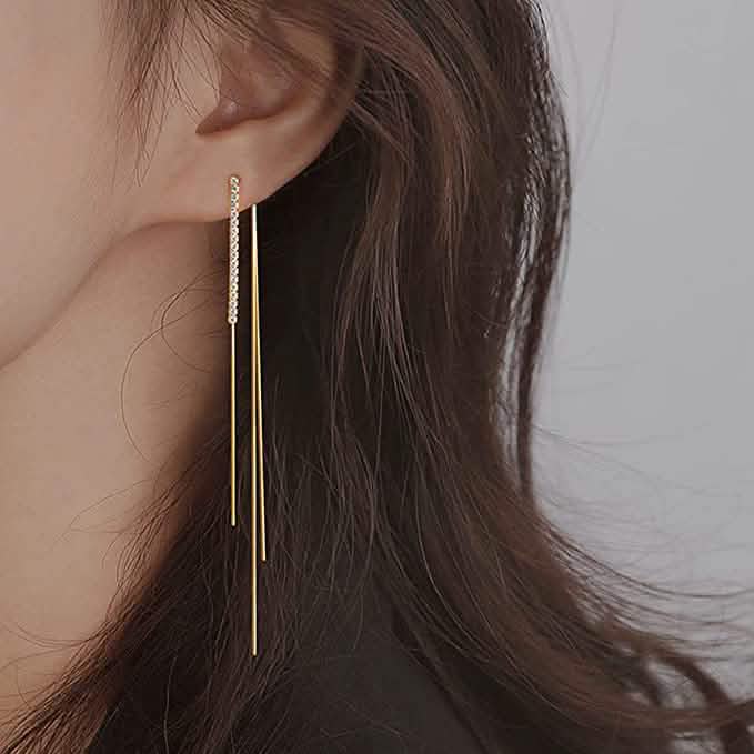 925 Sterling Silver Dangle Chain Tassel Earrings Earrings - Tophatter Daily Deals