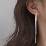 925 Sterling Silver Dangle Chain Tassel Earrings Earrings - Tophatter Daily Deals