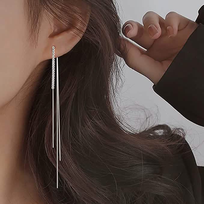 925 Sterling Silver Dangle Chain Tassel Earrings Earrings - Tophatter Daily Deals