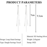 925 Sterling Silver Dangle Chain Tassel Earrings Earrings - Tophatter Daily Deals