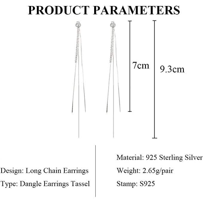 925 Sterling Silver Dangle Chain Tassel Earrings Earrings - Tophatter Daily Deals