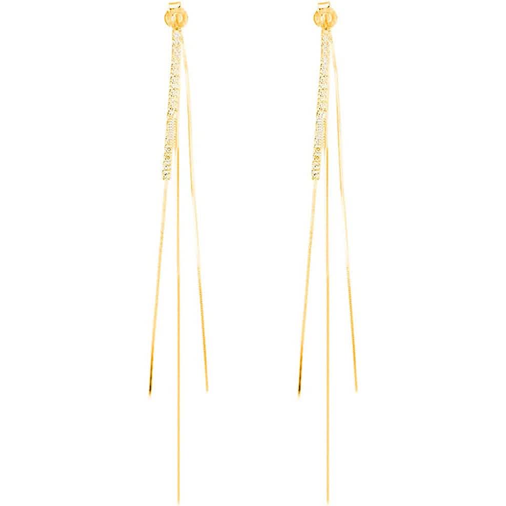 925 Sterling Silver Dangle Chain Tassel Earrings Gold Earrings - Tophatter Daily Deals