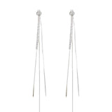 925 Sterling Silver Dangle Chain Tassel Earrings Silver Earrings - Tophatter Daily Deals