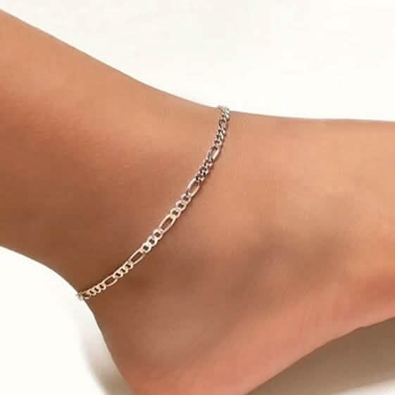 925 Sterling Silver Figaro Anklet Bracelets - Tophatter Daily Deals