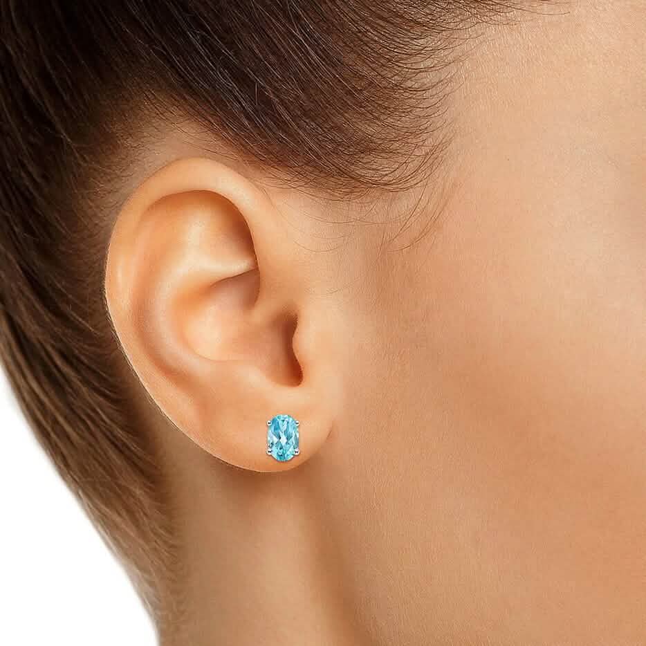 925 Sterling Silver London Blue Topaz Stud Earrings Earrings - Tophatter Daily Deals