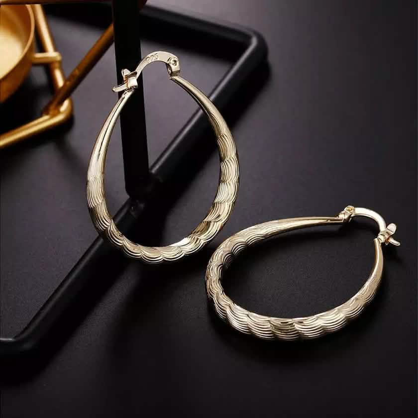 925 Sterling Silver Oval Filigree Hoop Earrings Earrings - Tophatter Daily Deals