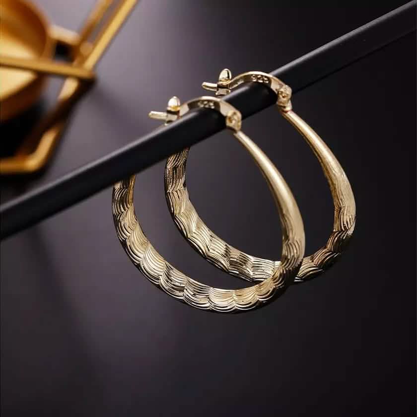 925 Sterling Silver Oval Filigree Hoop Earrings Gold Earrings - Tophatter Daily Deals