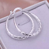 925 Sterling Silver Oval Filigree Hoop Earrings Silver Earrings - Tophatter Daily Deals