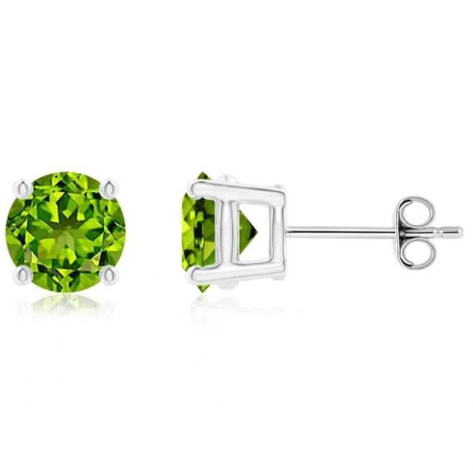 925 Sterling Silver Round/Oval Peridot Stud Earrings Round Earrings - Tophatter Daily Deals