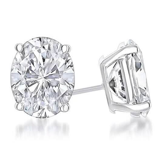 925 Sterling Silver White 4-Prong Basket Oval Stud Earrings Earrings - Tophatter Daily Deals