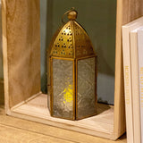 Gold Metal Kasbah Candle Lantern | Moroccan Style Lantern Tealight Holder - 21cm Lantern - Tophatter Daily Deals