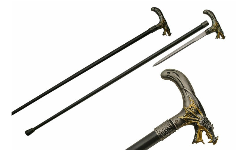 36" DRAGON MOUTH SWORD CANE - Tophatter Daily Deals