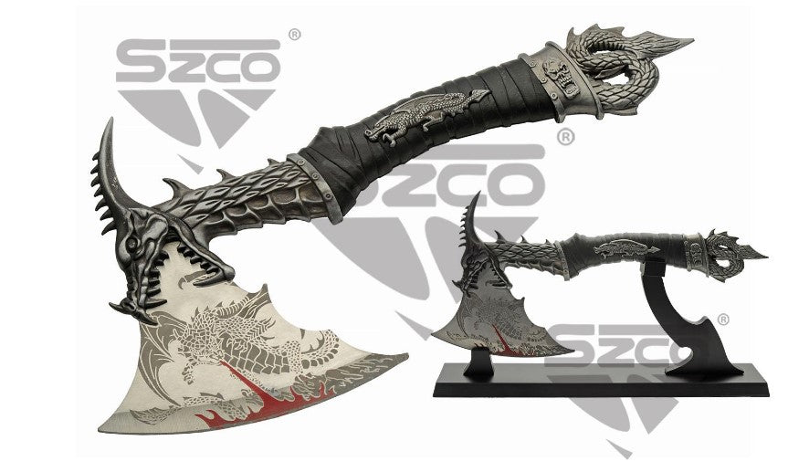 14.5" UNDERWORLD DRAGON HATCHET W/STAND - Tophatter Daily Deals