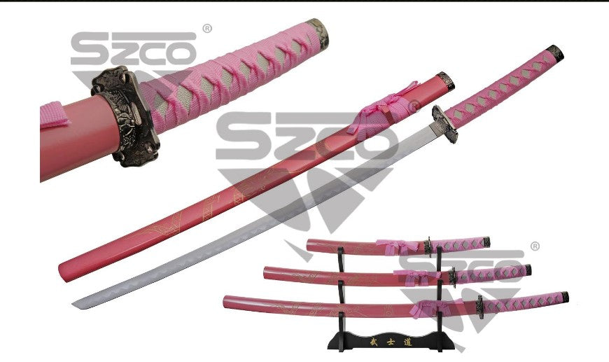 3PC PINK DRAGON KATANA SET - Tophatter Daily Deals
