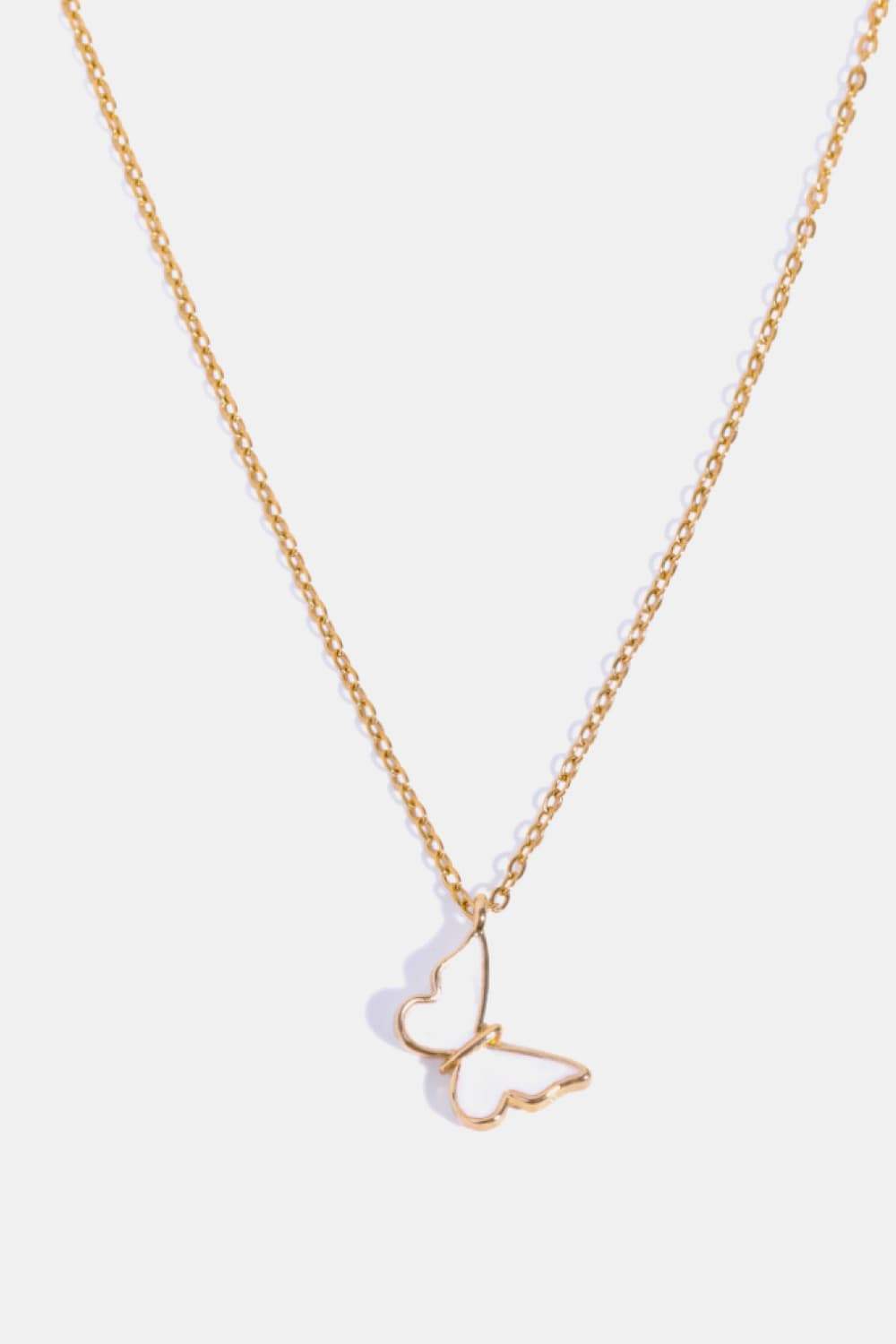 Butterfly Pendant Copper 14K Gold-Plated Necklace White One Size Necklaces - Tophatter Daily Deals