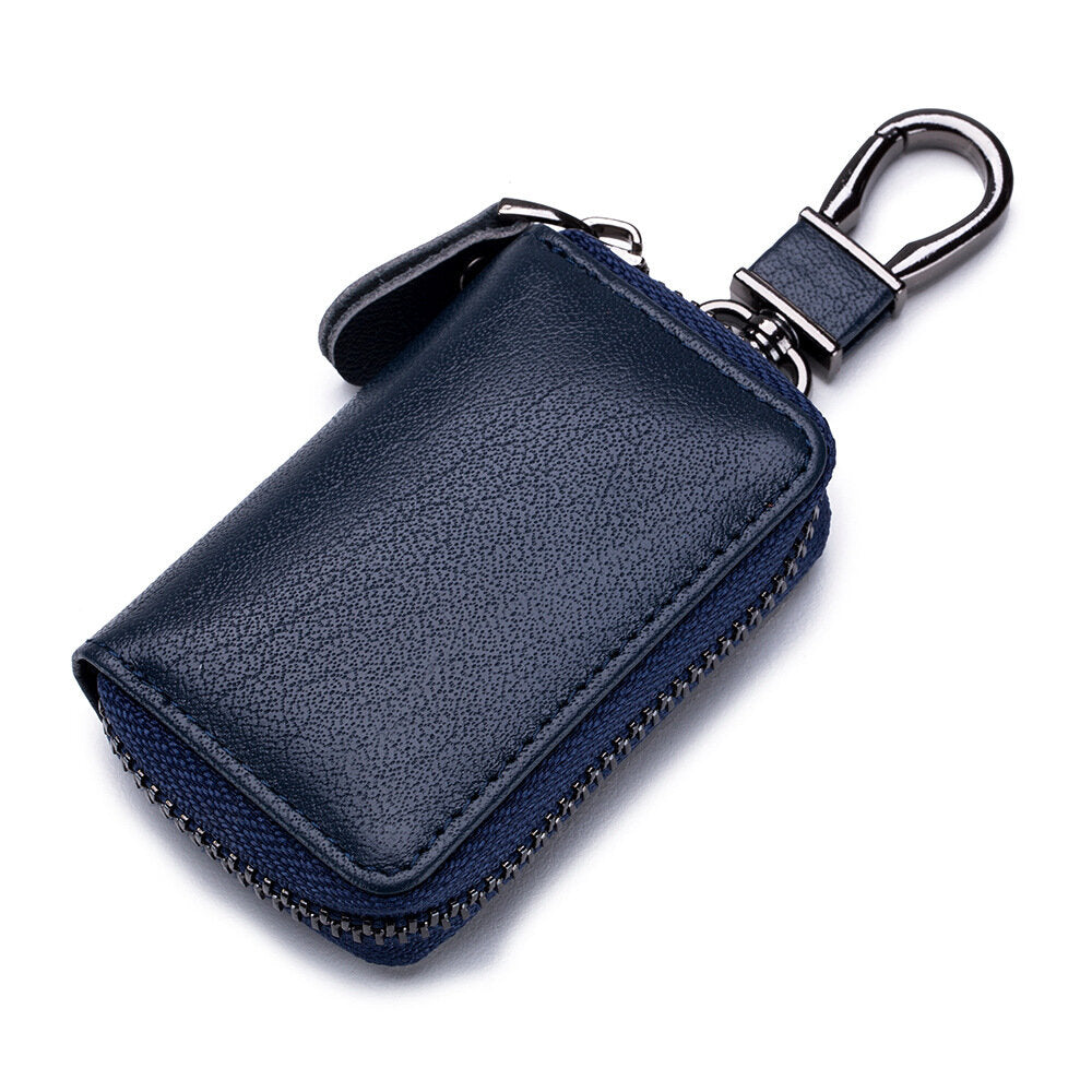Men Genuine Leather Retro Mini Key Case Bag Large Capcity Fashion Car Key Keychain Wallet Blue Men Bags - Tophatter Daily Deals