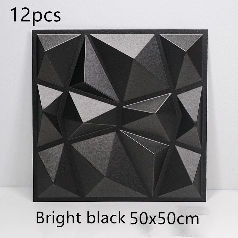 3D solid background wall panel Bright black12pc 50X50 0 - Tophatter Daily Deals