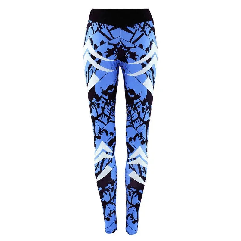 Dark Blue Printed Tight Gym Leggings Leggings - Tophatter Daily Deals