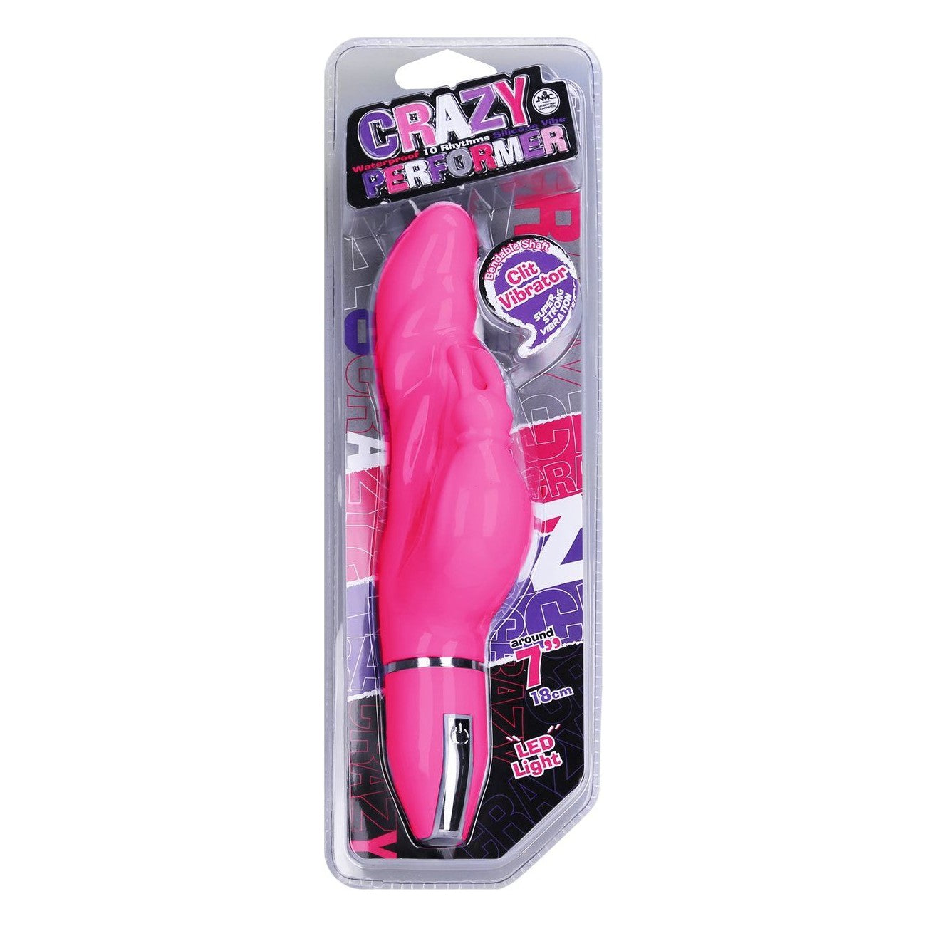 Crazy Performer Ripple Rabbit Vibrator 7" in Pink Clitoral G-Spot Vibrator - Tophatter Daily Deals