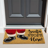 Santa Stops Here Christmas Doormat | Festive Coir Welcome Door Mat - 59x39cm Doormat - Tophatter Daily Deals